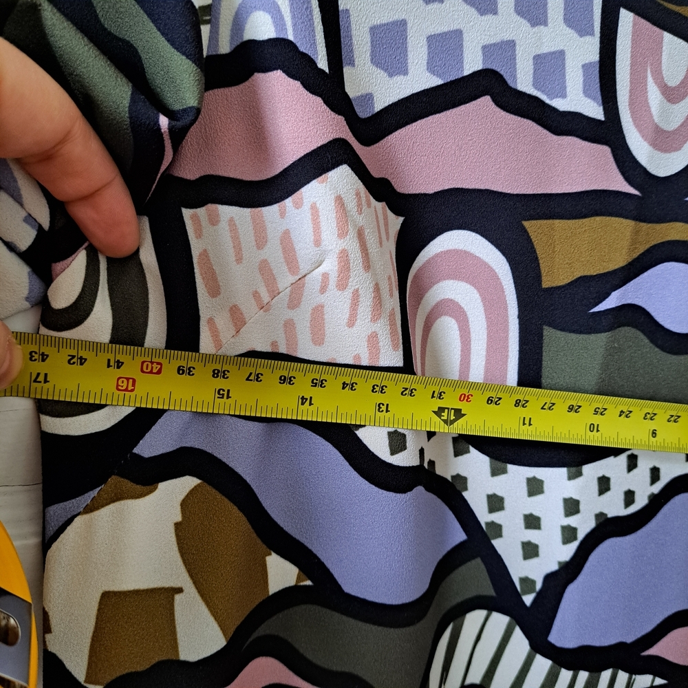 🇨🇦 Marigold Montréal Multicolor Abstract Art Dress • Short Sleeve • XS - Picture 11 of 11
